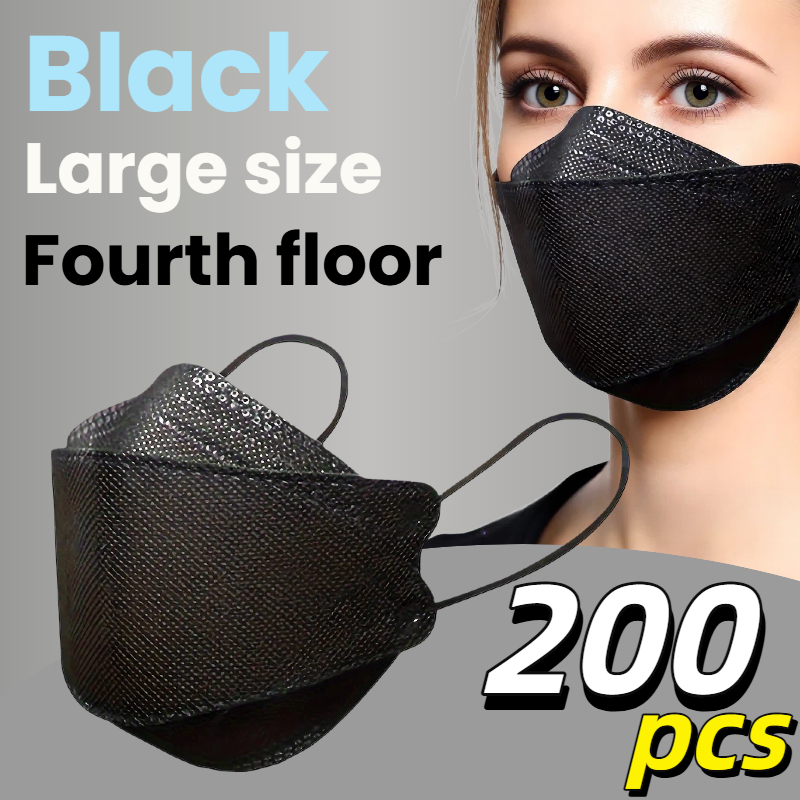 Surgical Mask - 200 stuks/3D bladvormige zwarte wegwerpmaskers met