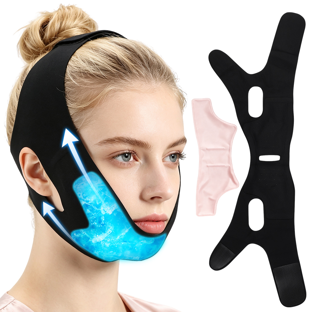 Surgical Mask - Gezichts-ijskompres met herbruikbare warm-koud gelkompresjes, V-vormige