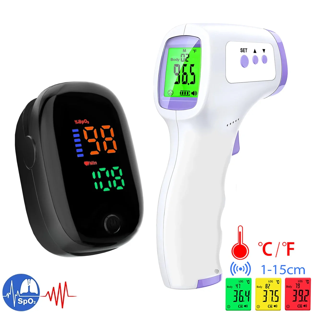 Pulse Oximeter - Medische IR-koortsthermometer met LED-achtergrondverlichting, digitale contactloze